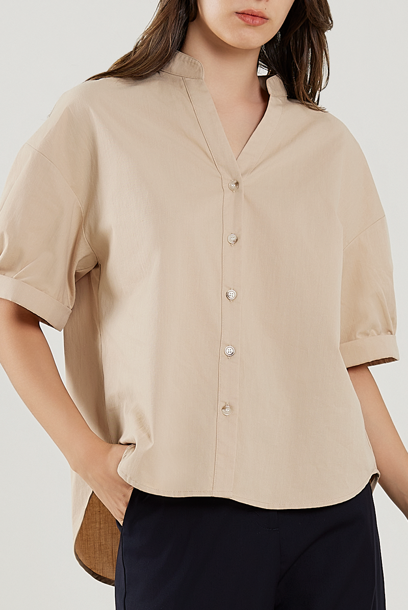 Oversized Curved Hem Shirt