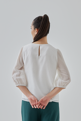 Mia ¾ Sleeves Textured Top in White