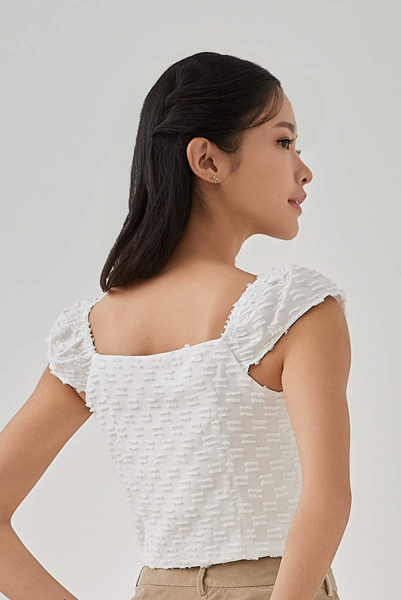 Sophie Textured Crop Top - XS / White