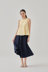 Aaira Textured Self-Tie Ribbon Top in Banana