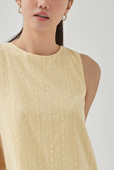 Aaira Textured Self-Tie Ribbon Top in Banana