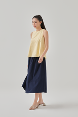 Aaira Textured Self-Tie Ribbon Top in Banana