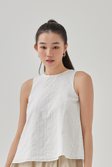 Aaira Textured Self-Tie Ribbon Top in White