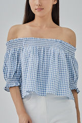 Lorelei Checkered Off-Shoulder Top