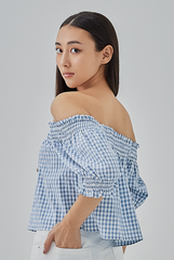 Lorelei Checkered Off-Shoulder Top