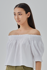 Lorelei Checkered Off-Shoulder Top