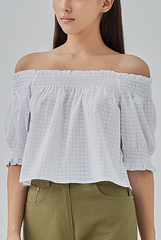 Lorelei Checkered Off-Shoulder Top