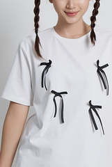 Pyper Black Ribbons T-Shirt in White