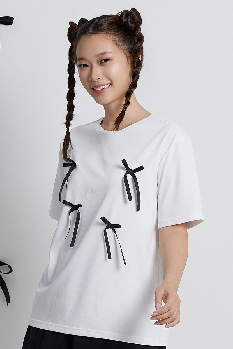 Pyper Black Ribbons T-Shirt in White