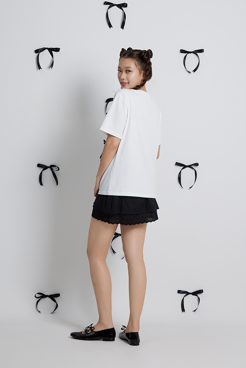 Pyper Black Ribbons T-Shirt in White