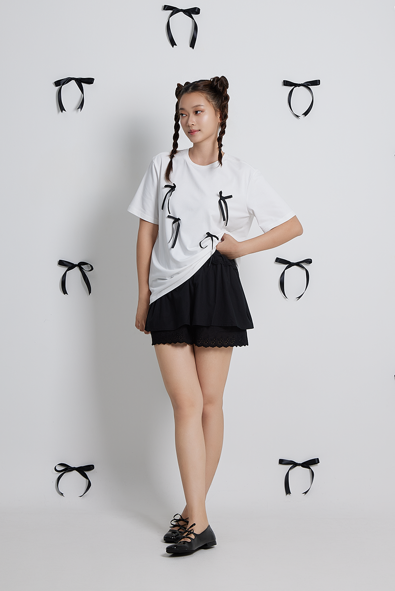 Pyper Black Ribbons T-Shirt in White