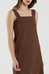 Thick Strap Dress in Dark Brown