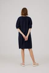 Button Front Dress in Navy Blue