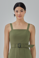 Stormi Utility Romper in Moss Green