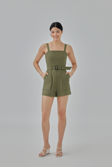 Stormi Utility Romper in Moss Green