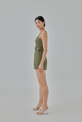 Stormi Utility Romper in Moss Green