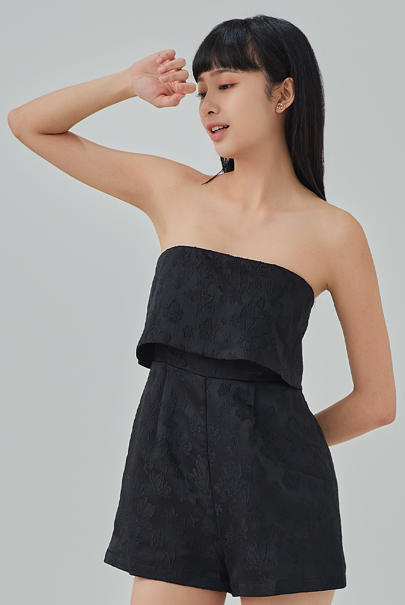 Riley Removable Straps Romper - Black