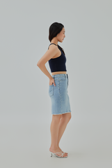 Alberta Denim Pencil Skirt