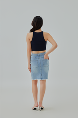 Alberta Denim Pencil Skirt