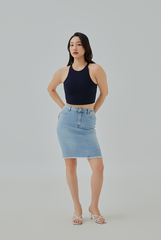 Alberta Denim Pencil Skirt