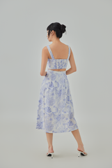 Evelyn Floral Textured Midi A-line Skirt