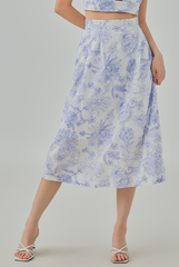 Evelyn Floral Textured Midi A-line Skirt