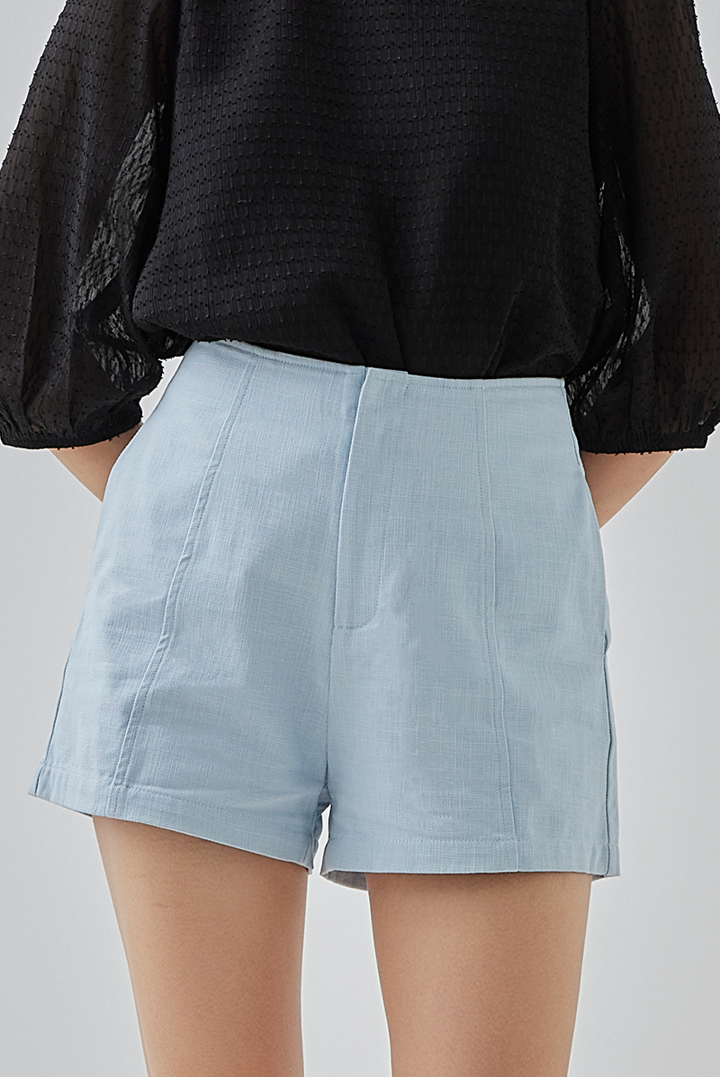 Charlotte High Waisted Shorts in Light Blue 