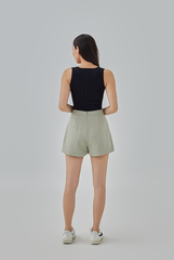 Maisie Kick Pleat Shorts in Sage Green