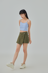 Olivia Heart Button Denim Skort