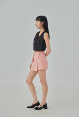 Olivia Heart Button Denim Skort