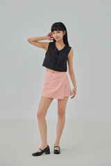 Olivia Heart Button Denim Skort