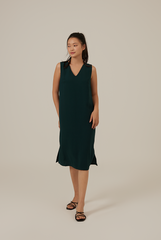 Juliana V-Neck Shift Dress in Pine