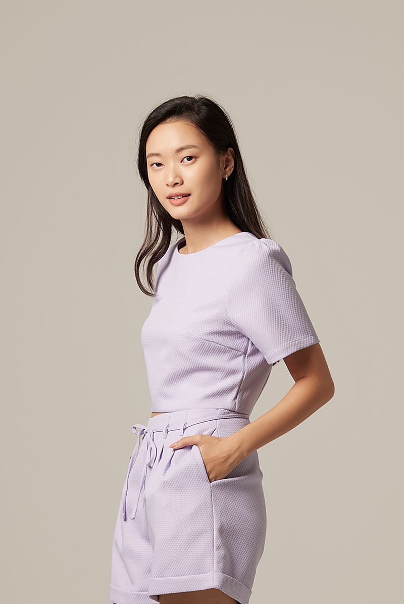 Odette Honeycomb Textured Top in Lilac