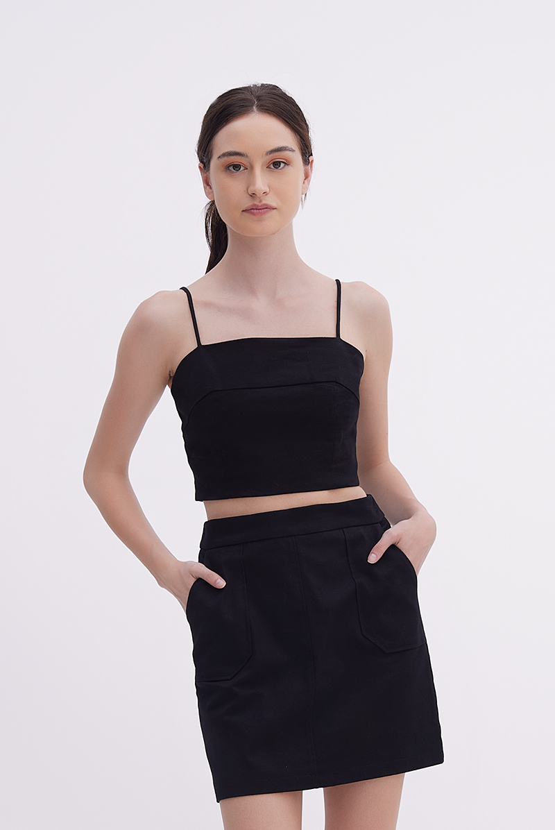 Ava High Waisted Skirt in Black